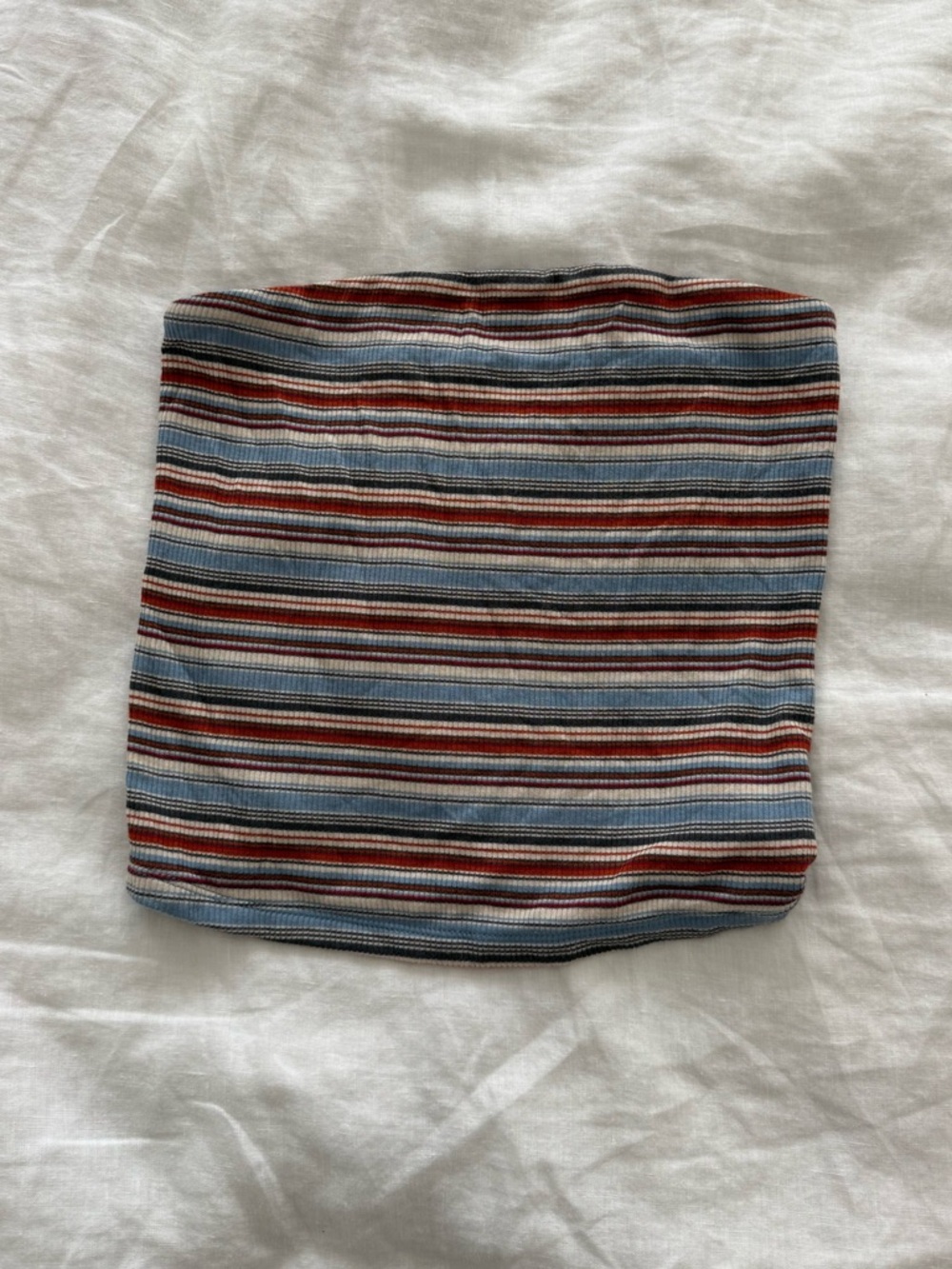American Eagle Outfitters Striped Ribbed Tube Top in Blue, Red, Cream